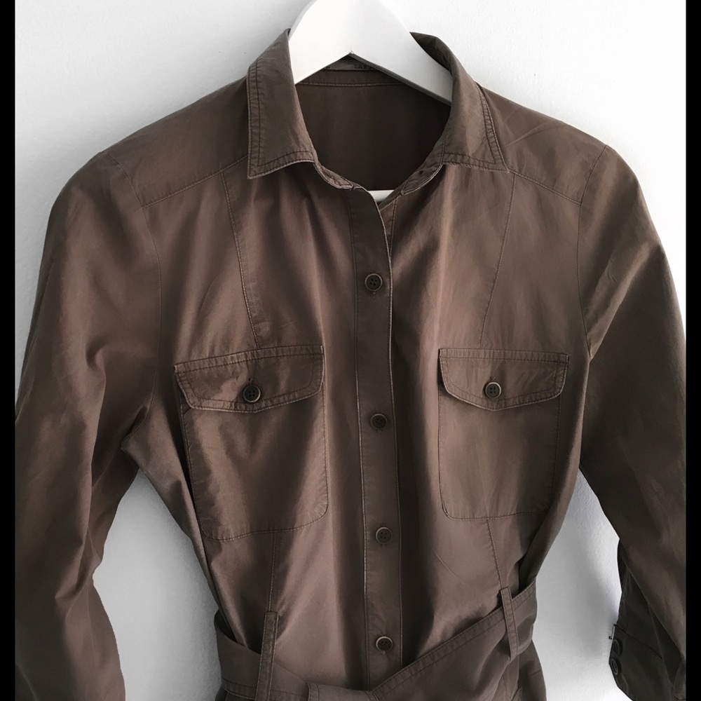 Zara Brown Shirt Dress with Belt - Picture 3 of 4